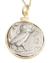 14k Gold Genuine Ancient Greek Coin Necklace (Athena/Owl; 454-404 B.C.)