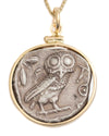 14k Gold Genuine Ancient Greek Coin Necklace (Athena/Owl; 454-404 B.C.)