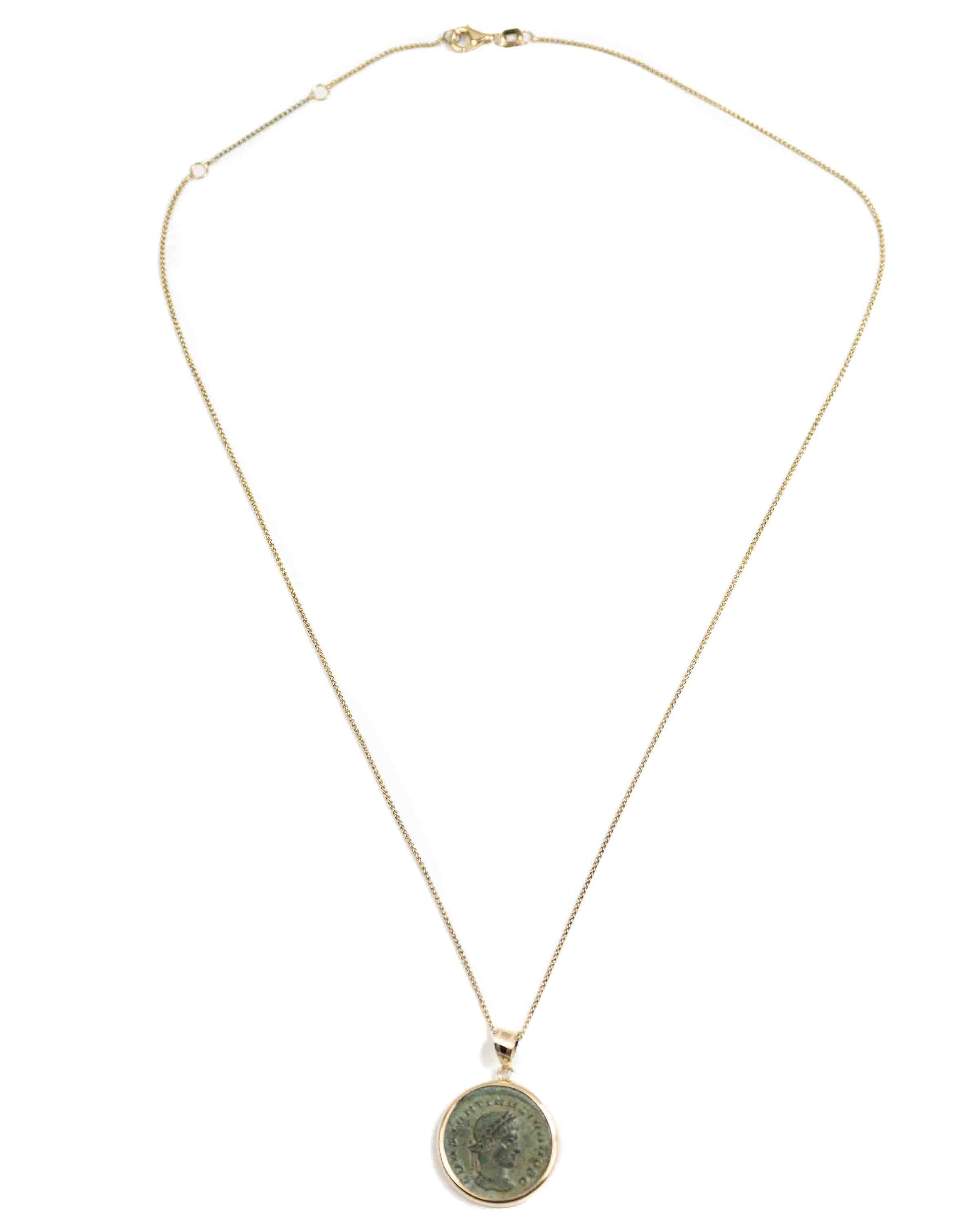 14k Gold Genuine Ancient Roman Coin Necklace (Constantine II; 317-337 A.D.)