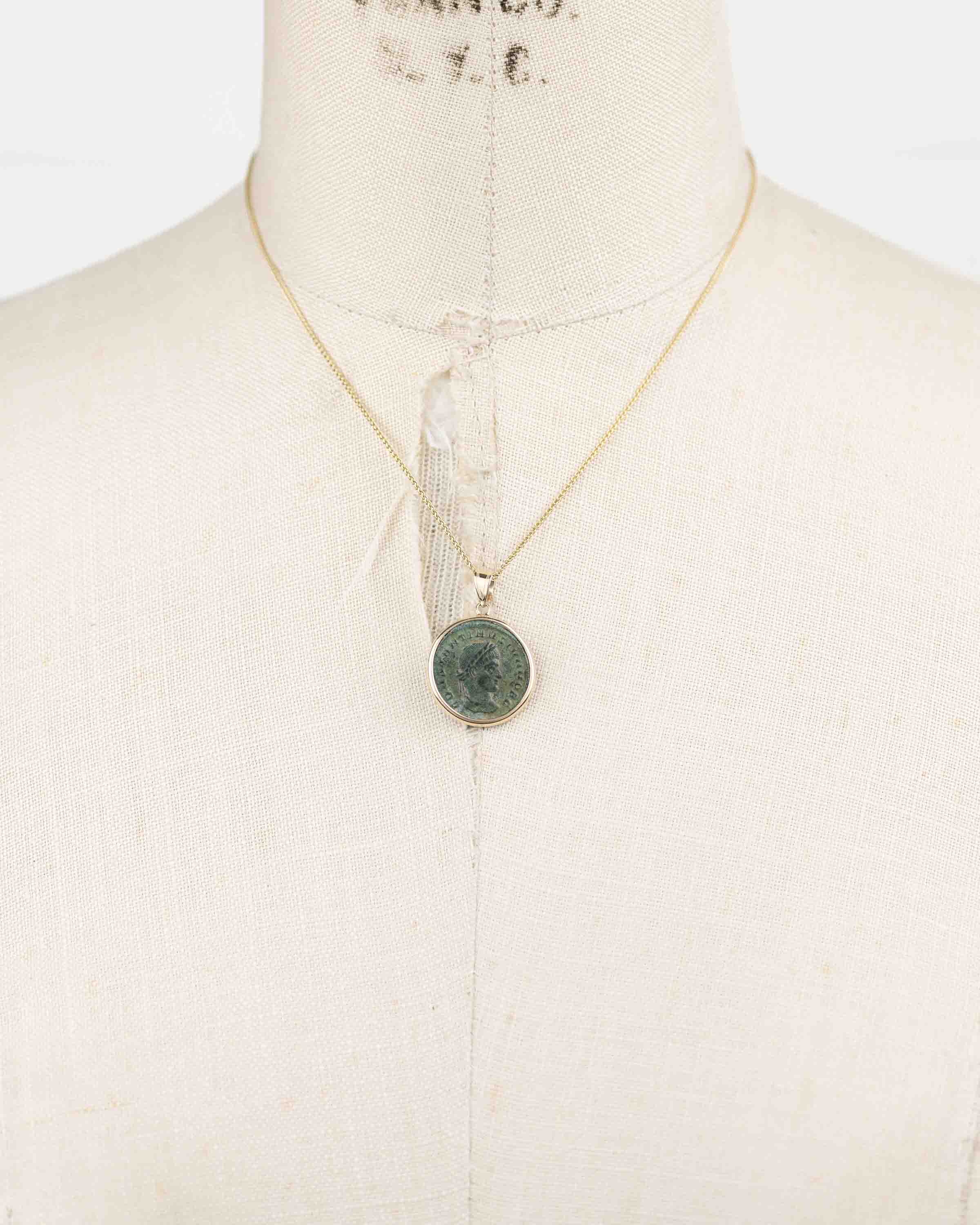 14k Gold Genuine Ancient Roman Coin Necklace (Constantine II; 317-337 A.D.)