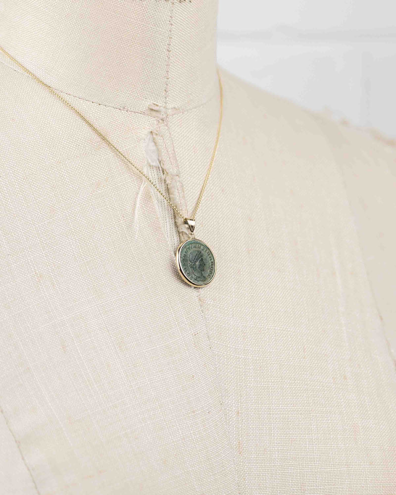 14k Gold Genuine Ancient Roman Coin Necklace (Constantine II; 317-337 A.D.)