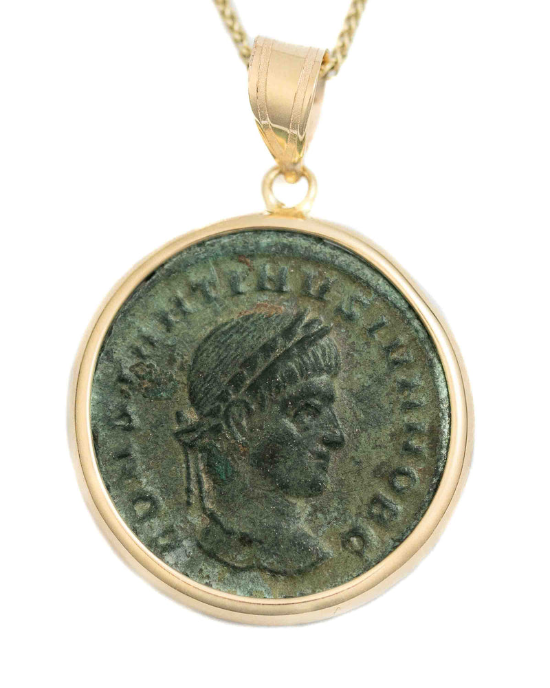 14k Gold Genuine Ancient Roman Coin Necklace (Constantine II; 317-337 A.D.)