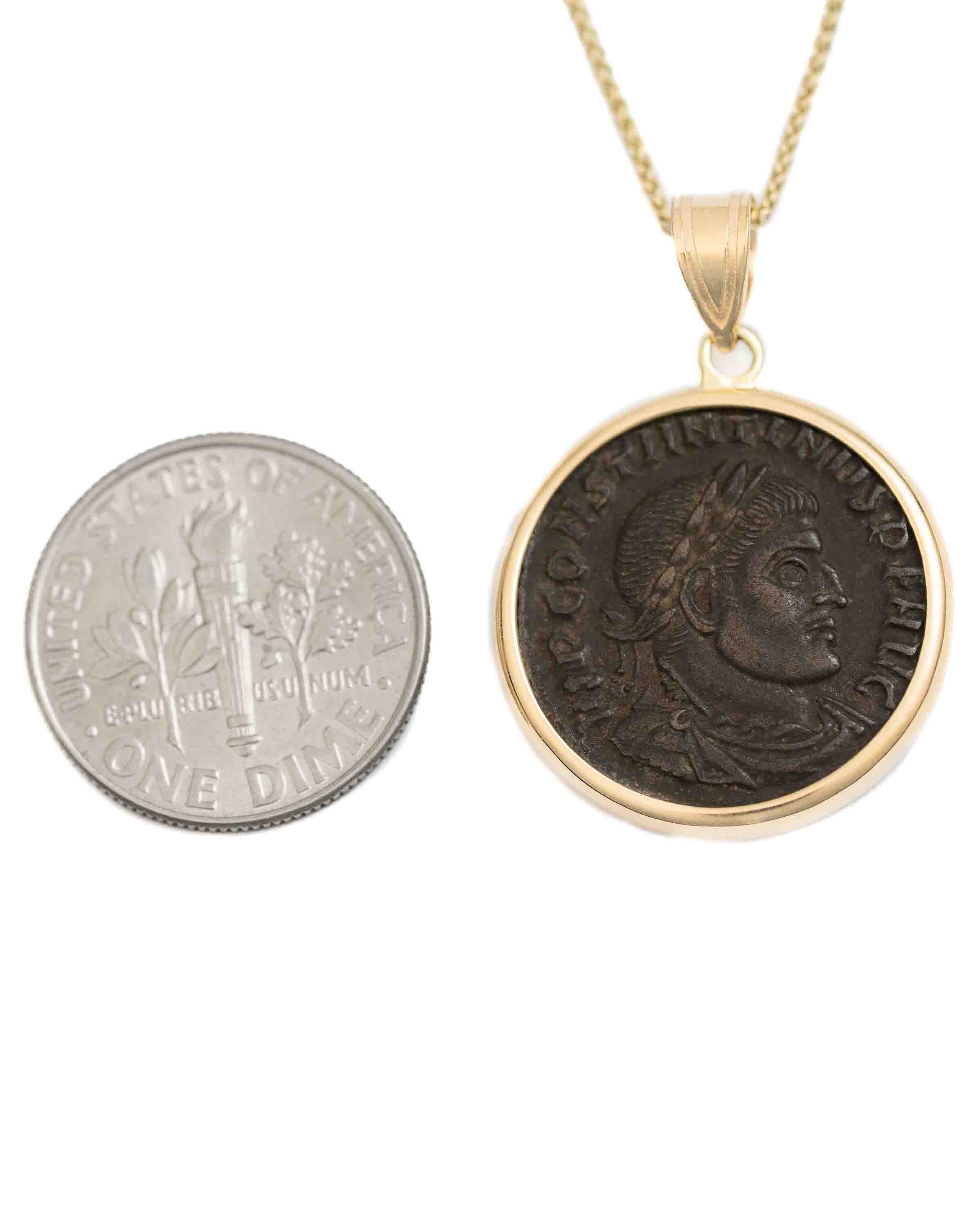 14k Gold Genuine Ancient Roman Coin Necklace (Constantine the Great; 306-337 A.D.)