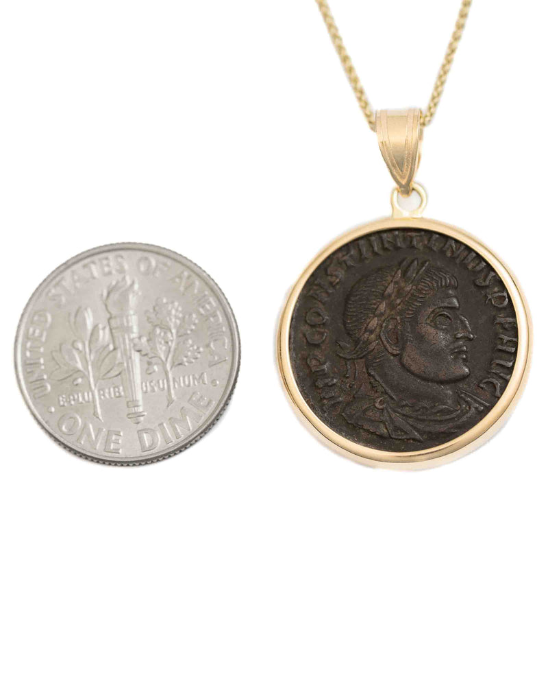 14k Gold Genuine Ancient Roman Coin Necklace (Constantine the Great; 306-337 A.D.)