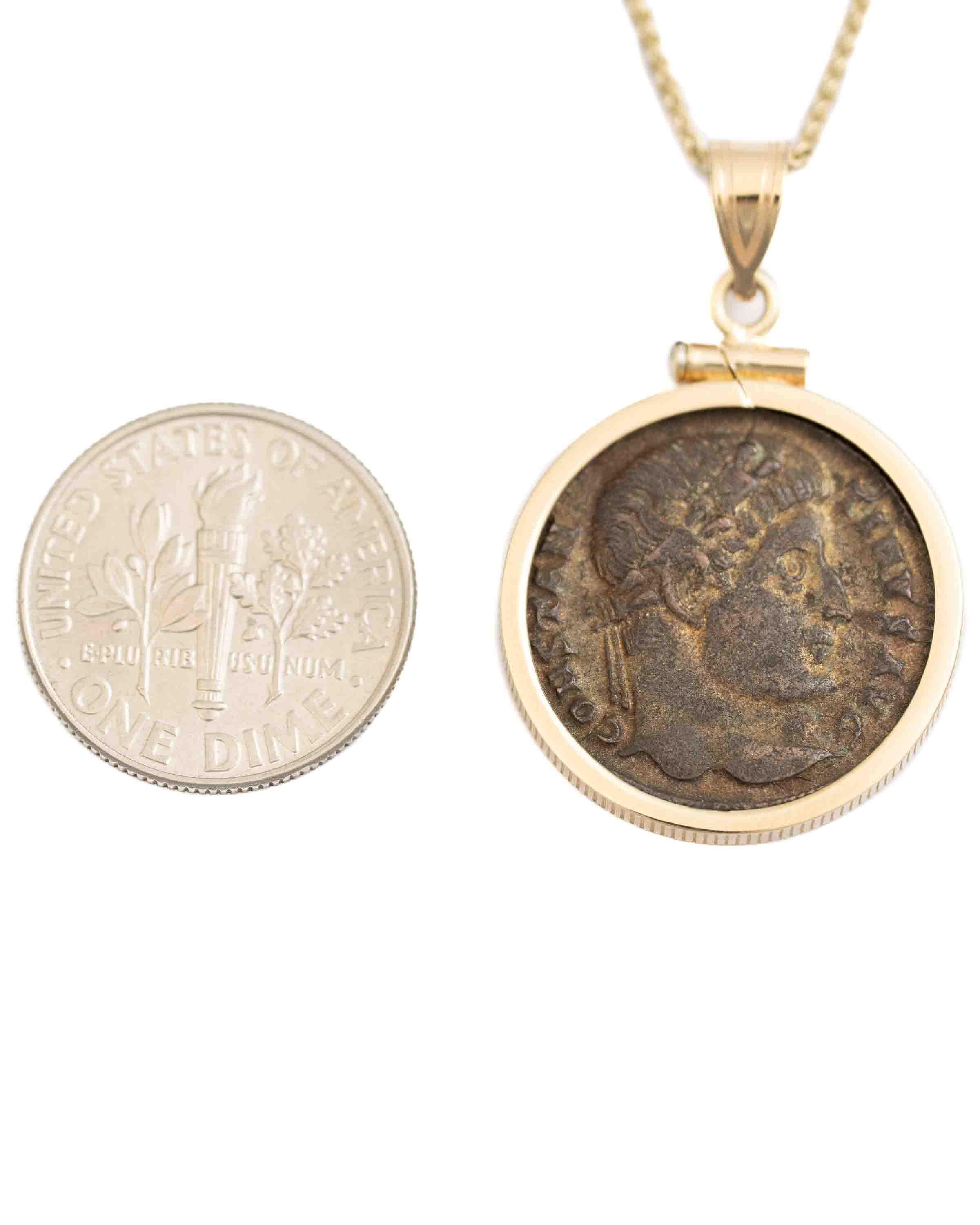 14k Gold Genuine Ancient Roman Coin Necklace (Constantine the Great; 306-337 A.D.)