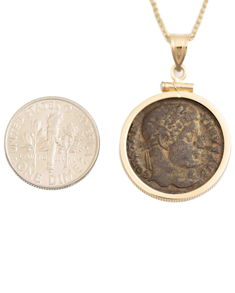 14k Gold Genuine Ancient Roman Coin Necklace (Constantine the Great; 306-337 A.D.)