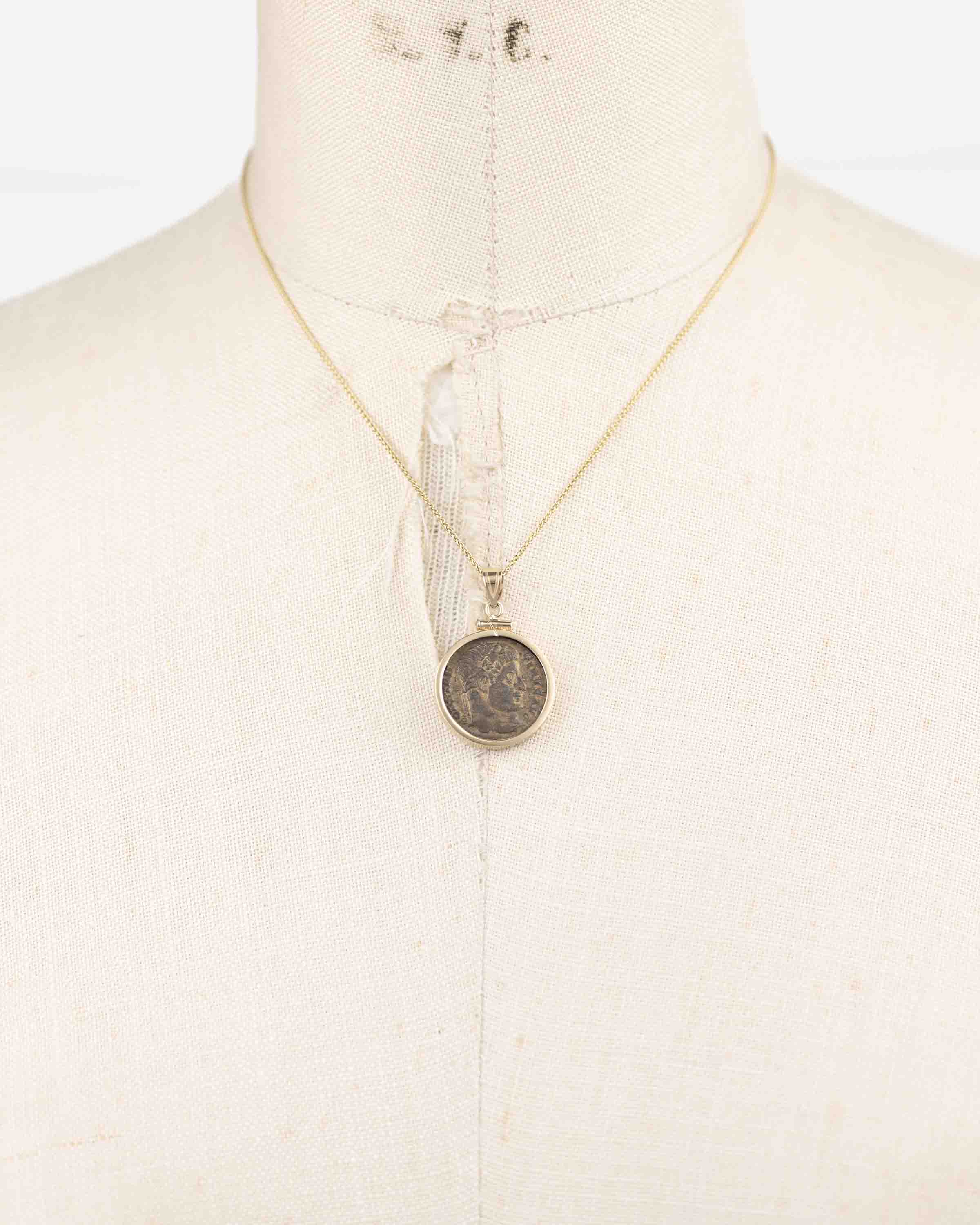 14k Gold Genuine Ancient Roman Coin Necklace (Constantine the Great; 306-337 A.D.)