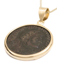 14k Gold Genuine Ancient Roman Coin Necklace (Constantine the Great; 306-337 A.D.)