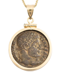 14k Gold Genuine Ancient Roman Coin Necklace (Constantine the Great; 306-337 A.D.)