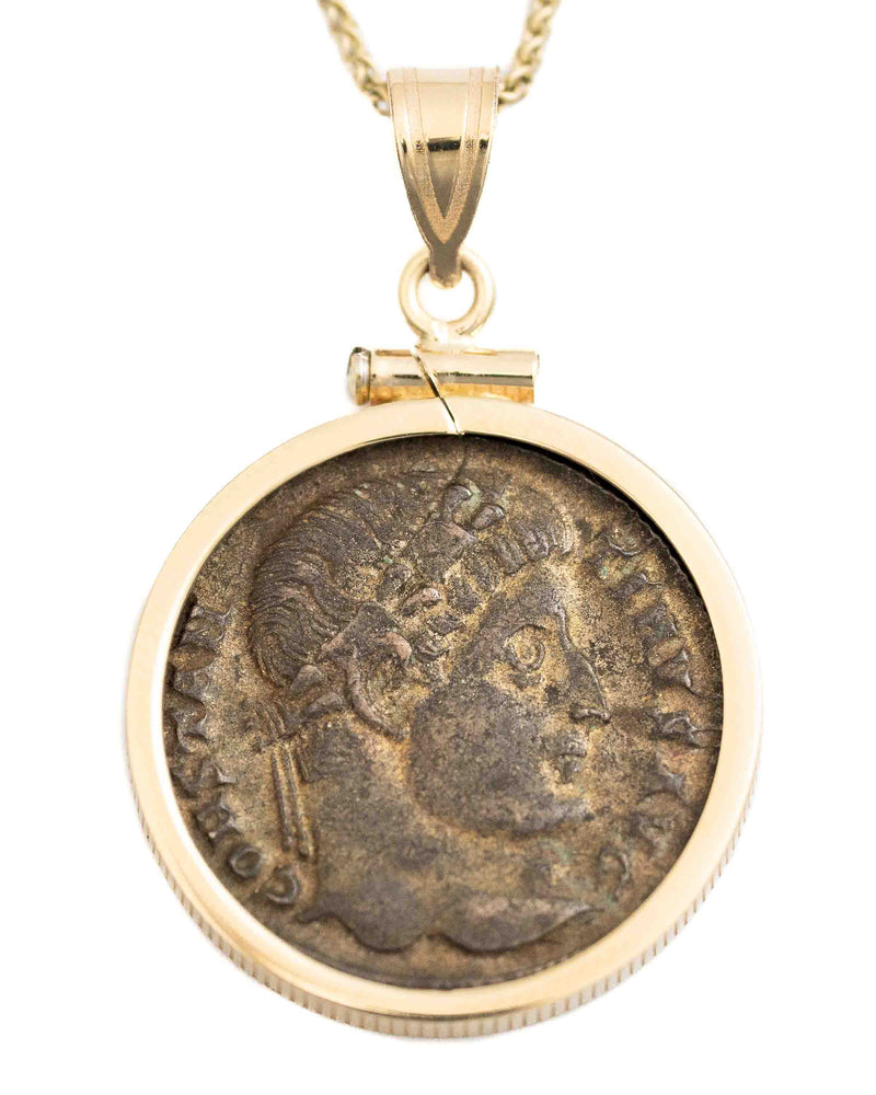 14k Gold Genuine Ancient Roman Coin Necklace (Constantine the Great; 306-337 A.D.)