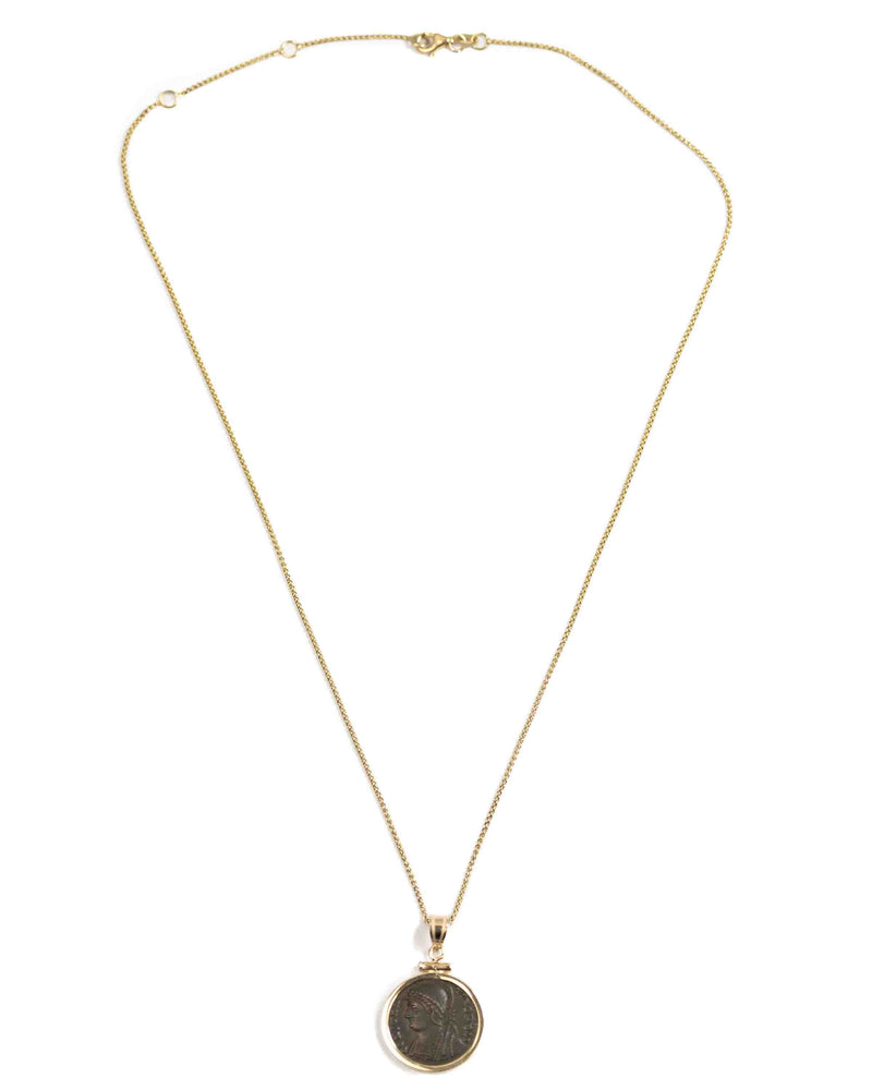 14k Gold Genuine Ancient Constantinople Commemorative Coin Necklace (Constantinopolis/Winged Victory; 330-354 A.D.)