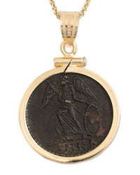 14k Gold Genuine Ancient Constantinople Commemorative Coin Necklace (Constantinopolis/Winged Victory; 330-354 A.D.)