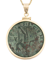 14k Gold Genuine Ancient Roman Coin Necklace (Maximinus Il 310-313 A.D.)