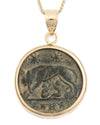14k Gold Genuine Ancient Constantinople Commemorative Coin Necklace (Romulus & Remus; 307-337 A.D.)