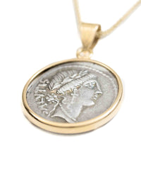 14k Gold Genuine Ancient Roman Coin Necklace (Salus; 49 B.C.)
