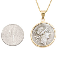 14k Gold Genuine Ancient Roman Coin Necklace (Salus; 49 B.C.)