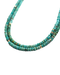 14k Gold & Arizona Sleeping Beauty Turquoise Double Strand Necklace