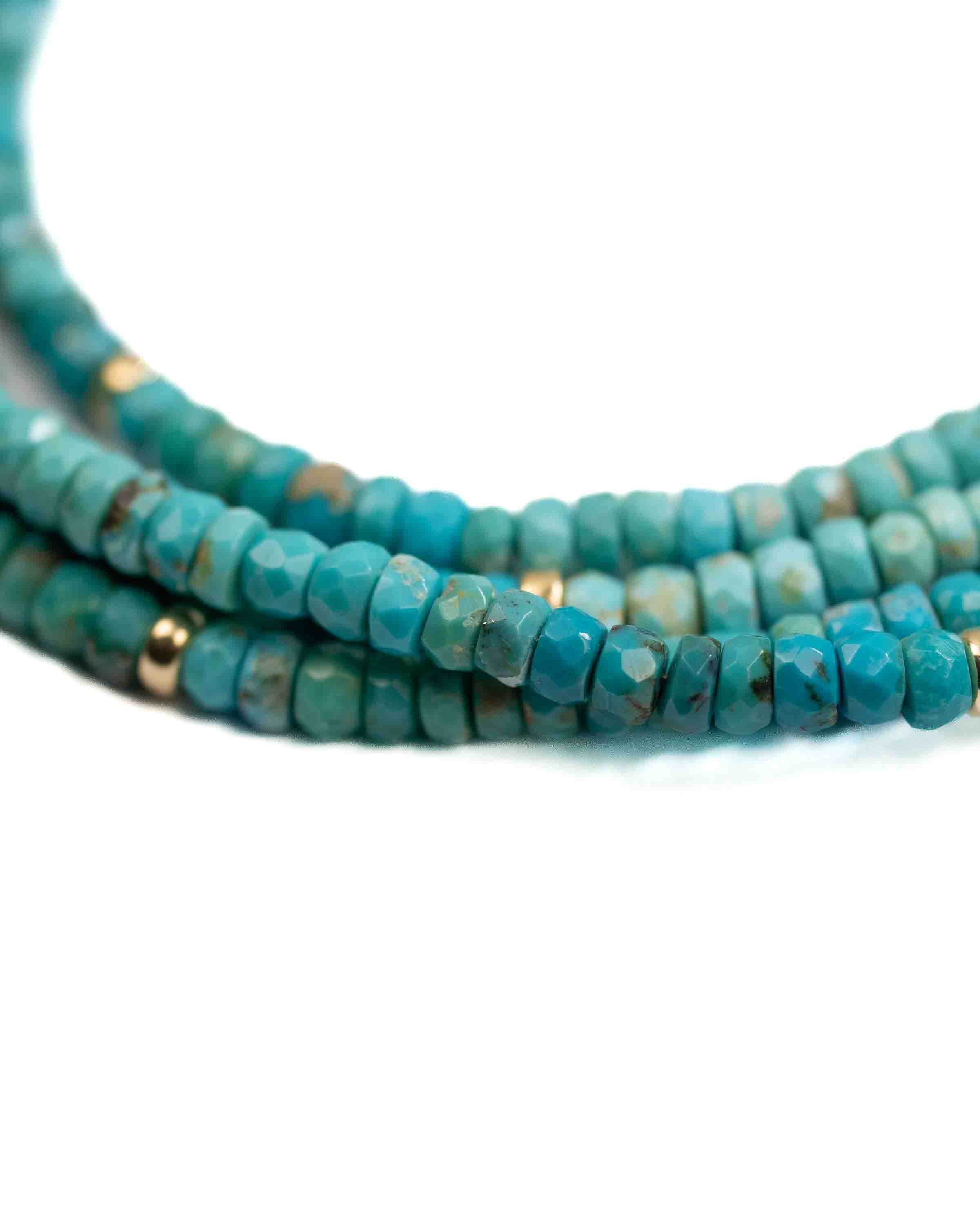 14k Gold & Arizona Sleeping Beauty Turquoise Double Strand Necklace