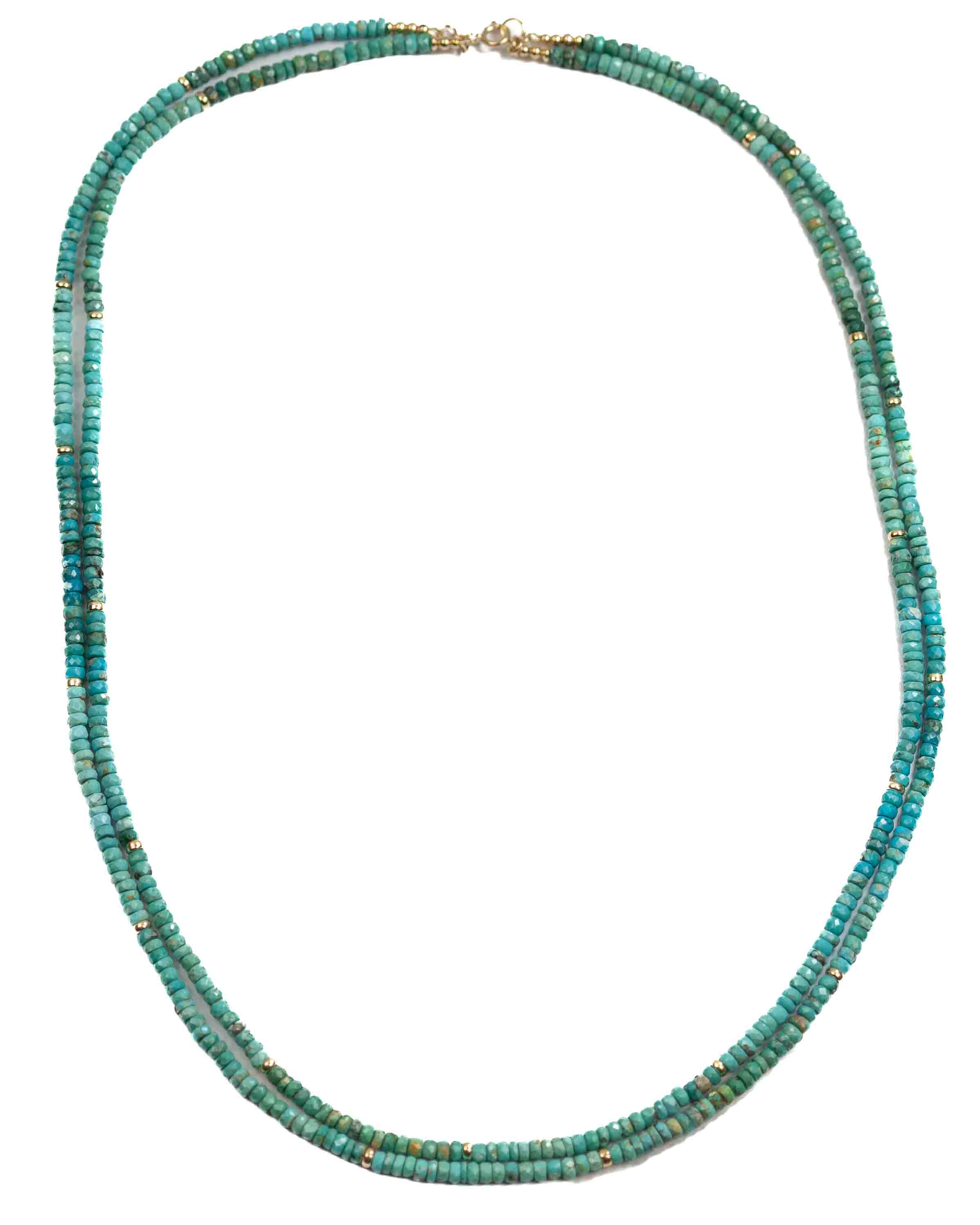14k Gold & Arizona Sleeping Beauty Turquoise Double Strand Necklace