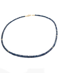 14k Gold Natural Faceted Blue Sapphire Necklace