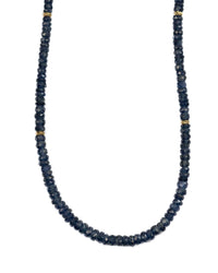 14k Gold Natural Faceted Blue Sapphire Necklace