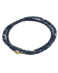 14k Gold Natural Faceted Blue Sapphire Necklace