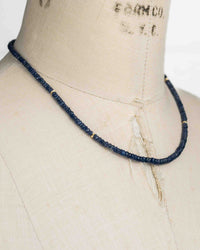 14k Gold Natural Faceted Blue Sapphire Necklace