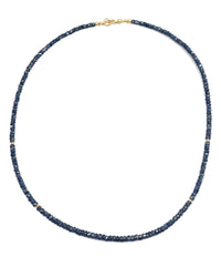 14k Gold Natural Faceted Blue Sapphire Necklace