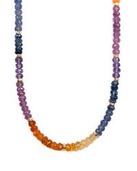 14k Gold Rainbow Faceted Gemstone Strand Necklace