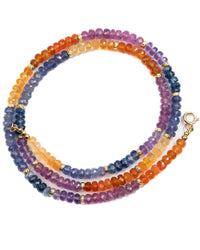 14k Gold Rainbow Faceted Gemstone Strand Necklace