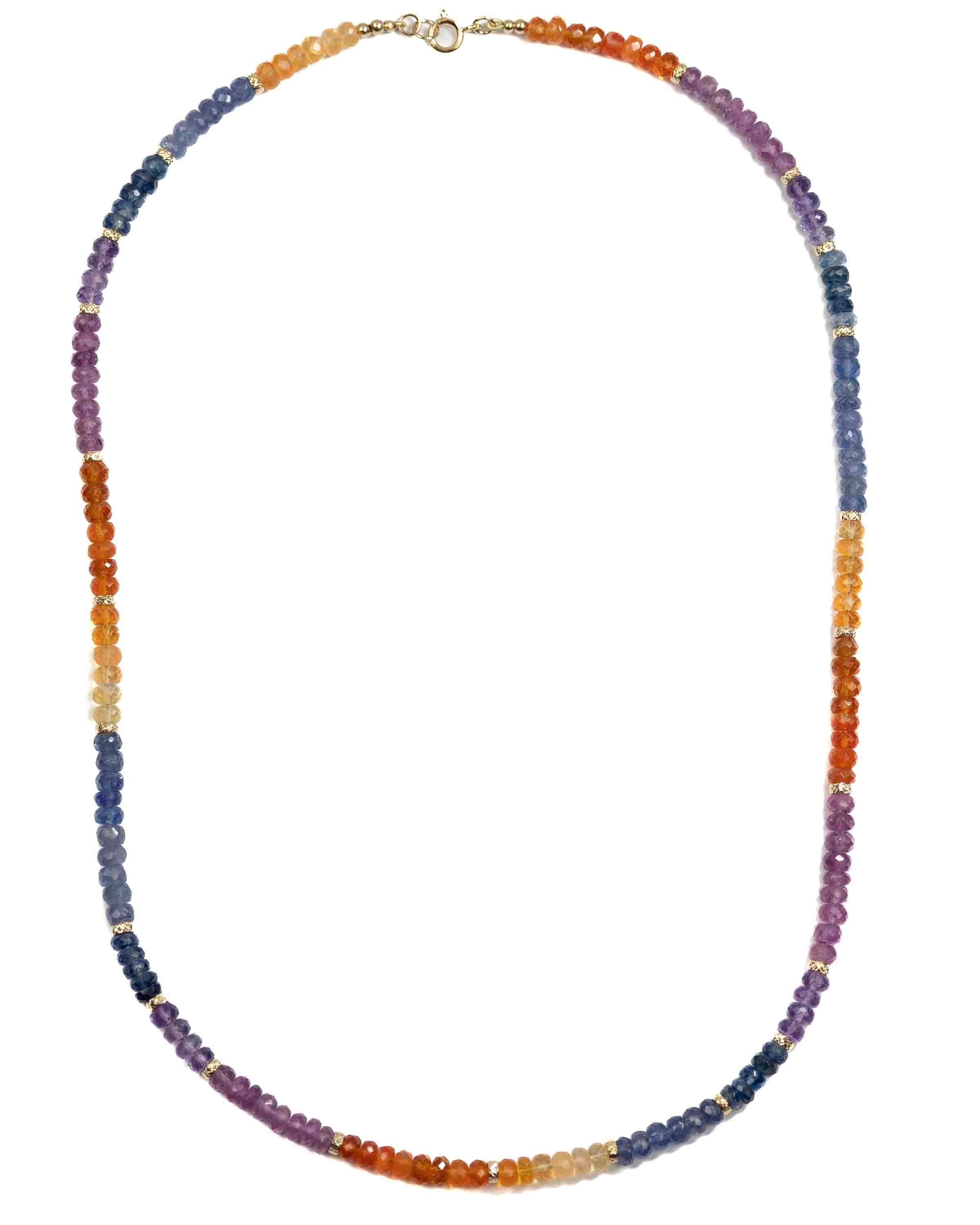 14k Gold Rainbow Faceted Gemstone Strand Necklace
