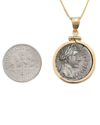 14k Gold Genuine Ancient Roman Coin Necklace (Antoninus Pius; 138-161 A.D.)
