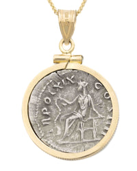 14k Gold Genuine Ancient Roman Coin Necklace (Antoninus Pius; 138-161 A.D.)