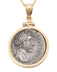 14k Gold Genuine Ancient Roman Coin Necklace (Antoninus Pius; 138-161 A.D.)
