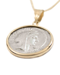 14k Gold Genuine Ancient Roman Coin Necklace (Concordia; 42 B.C.)