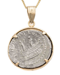 14k Gold Genuine Ancient Roman Coin Necklace (Concordia; 42 B.C.)