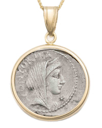 14k Gold Genuine Ancient Roman Coin Necklace (Concordia; 42 B.C.)