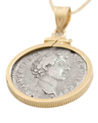 14k Gold Genuine Ancient Roman Coin Necklace (Aurelius/Pius; 138-161 A.D.)