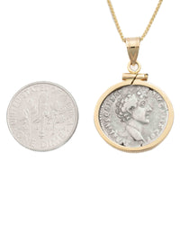 14k Gold Genuine Ancient Roman Coin Necklace (Aurelius/Pius; 138-161 A.D.)