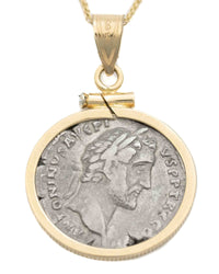 14k Gold Genuine Ancient Roman Coin Necklace (Aurelius/Pius; 138-161 A.D.)