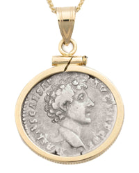 14k Gold Genuine Ancient Roman Coin Necklace (Aurelius/Pius; 138-161 A.D.)