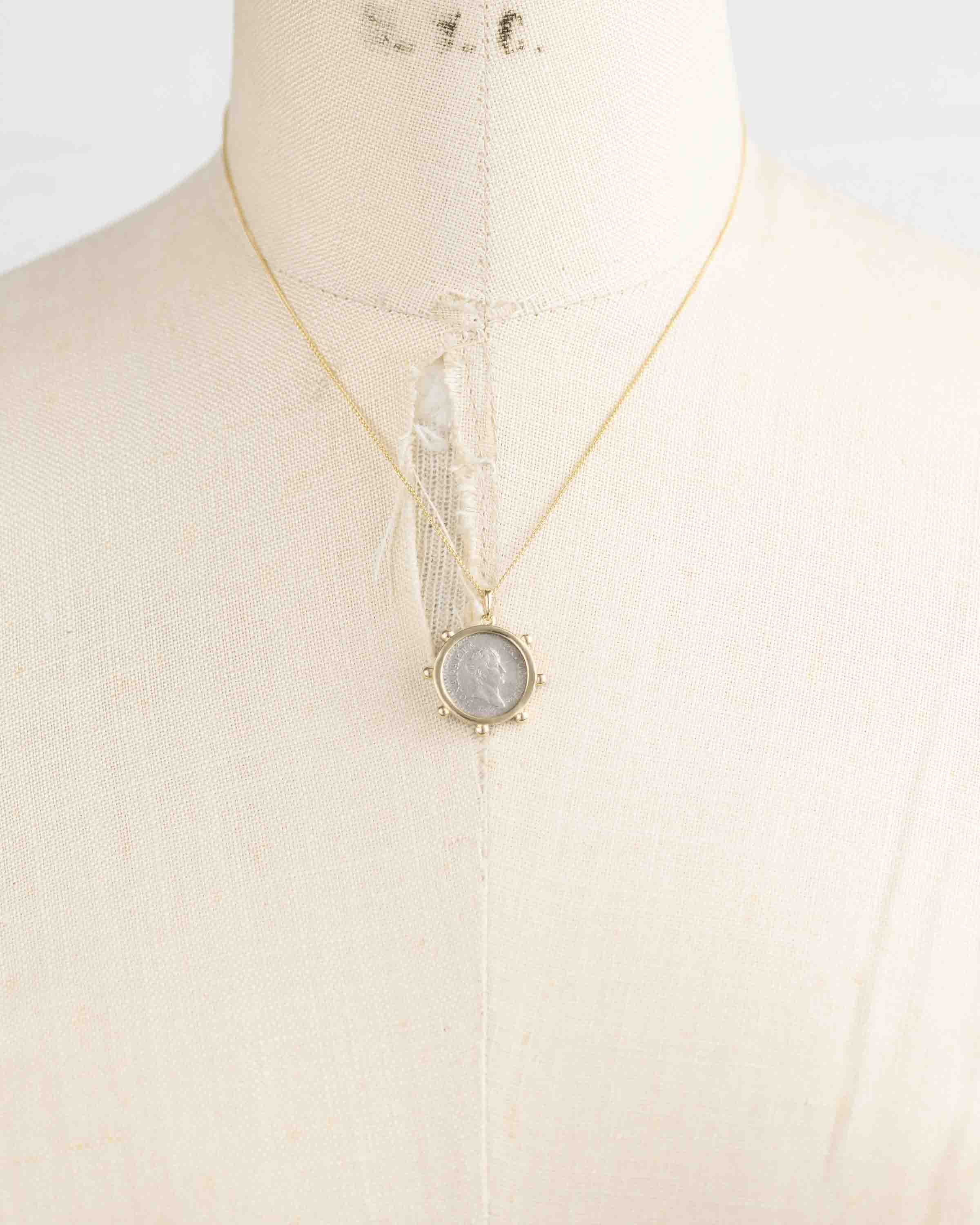 14k Gold Genuine Antique French Coin Necklace (Napoleon Bonaparte; 1803-1804 A.D.)