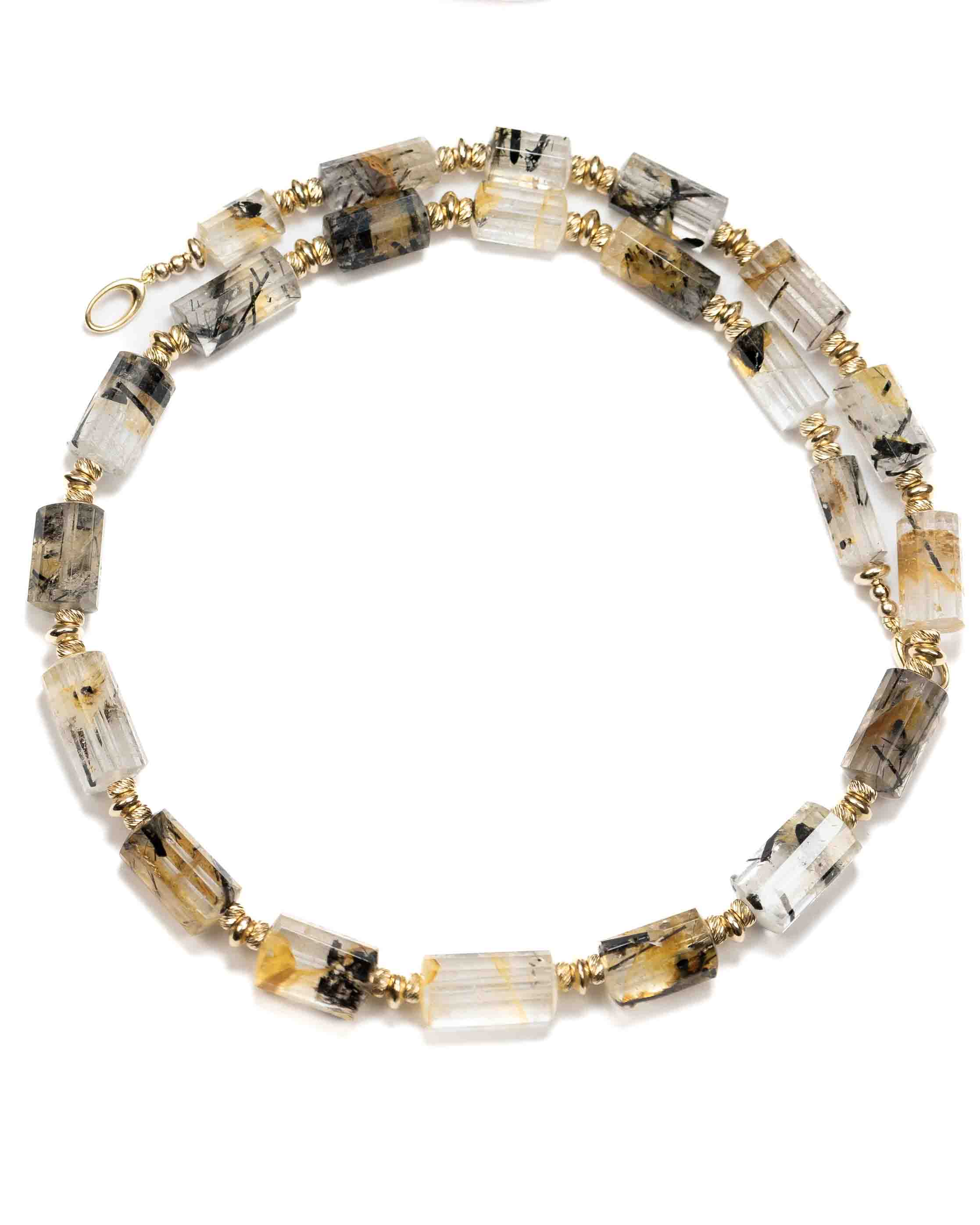 14k Natural Brazilian Golden Rutilated Quartz Statement Necklace