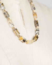 14k Natural Brazilian Golden Rutilated Quartz Statement Necklace