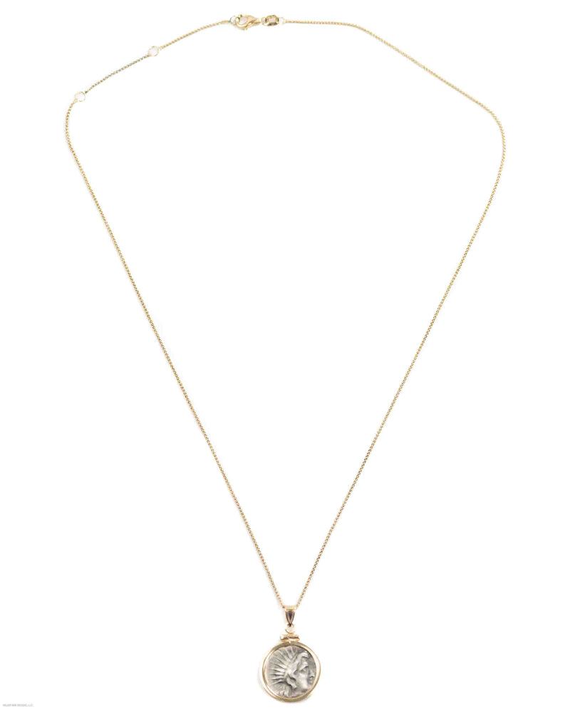 14k Gold Genuine Ancient Greek Coin Necklace (Helios; 188-170 B.C.)