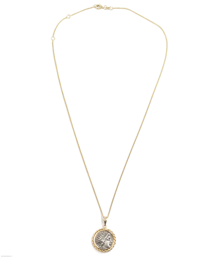 14k Gold Genuine Ancient Greek Coin Necklace (Helios; 170-150 B.C.)