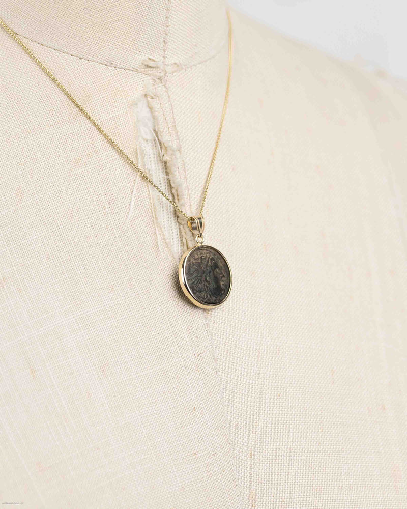 14k Gold Genuine Ancient Greek Coin Necklace (Medusa; 312-281 B.C.)