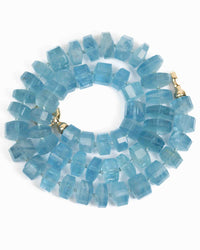 14k Gold Gem Quality Brazilian Aquamarine Hand-Knotted Statement Necklace