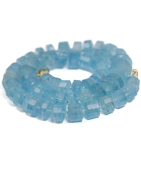 14k Gold Gem Quality Brazilian Aquamarine Hand-Knotted Statement Necklace