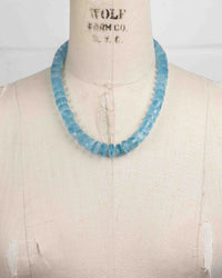 14k Gold Gem Quality Brazilian Aquamarine Hand-Knotted Statement Necklace